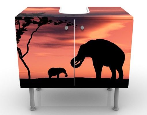Wanddeko Büro African Elefant Family