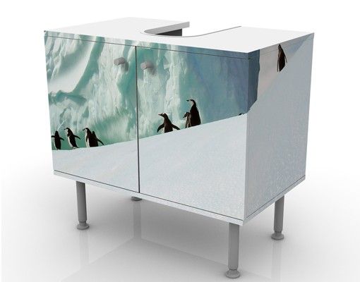 Waschbeckenunterschrank - Arctic Penguins - Badschrank Weiß
