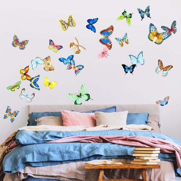Deko Kinderzimmer Aquarell Schmetterlinge Set