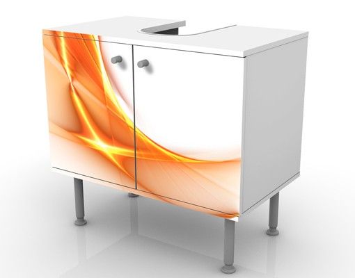 Waschbeckenunterschrank - Feuerring - Badschrank Weiß Orange
