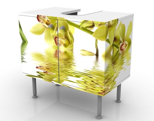 Waschbeckenunterschrank Motiv Elegant Orchid Waters