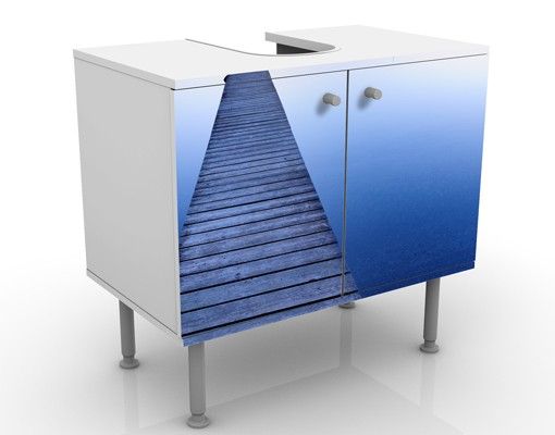 Waschbeckenunterschrank - Flusssteg bei Sonnenuntergang - Badschrank Blau