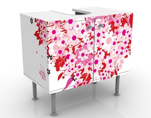 Waschbeckenunterschrank mit Motiv Floral Retro Heart