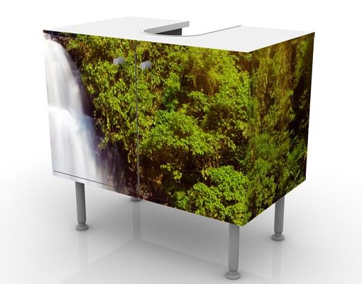 Waschbeckenunterschrank mit Motiv Wasserfall Romantik