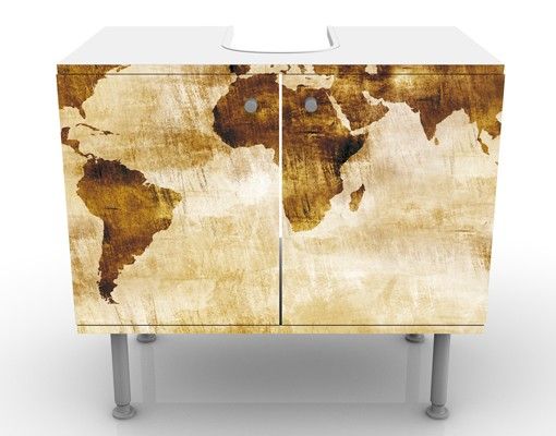 Waschbeckenunterschrank mit Motiv Map of the world
