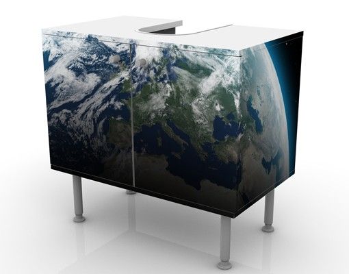 Waschbeckenunterschrank - Illuminated Planet Earth - Badschrank