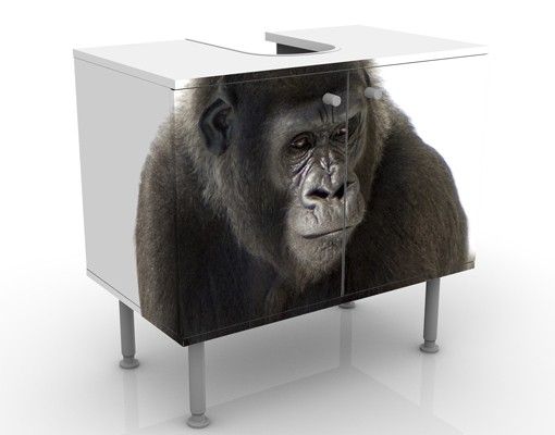 Waschbeckenunterschrank - Liegender Gorilla I - Badschrank Schwarz