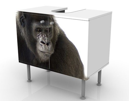 Waschbeckenunterschrank - Liegender Gorilla I - Badschrank Schwarz