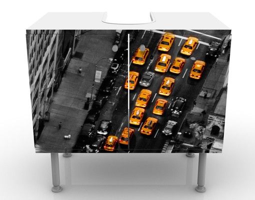 Waschbeckenunterschrank Motiv Taxilichter Manhattan