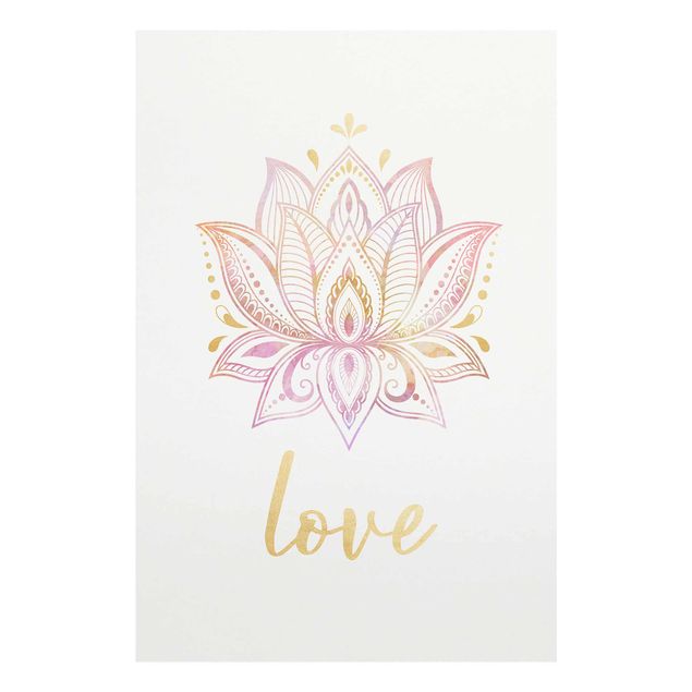 Wanddeko Büro Lotus Illustration Love gold rosa