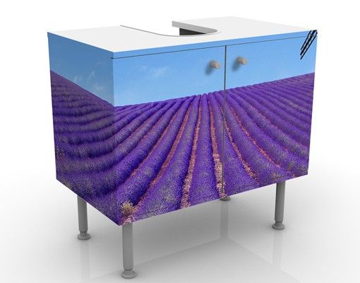 Waschbeckenunterschrank mit Motiv Lavendelduft in der Provence