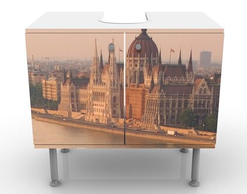 Waschbeckenunterschrank mit Motiv Budapest Skyline