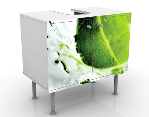 Waschbeckenunterschrank - Splash Lime - Badschrank Weiß Grün