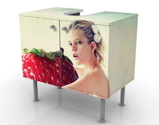 Waschbeckenunterschrank mit Motiv Strawberryprincess