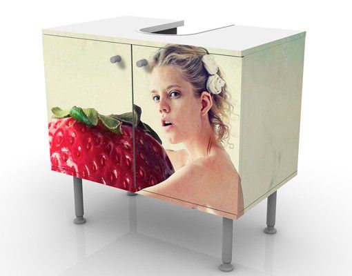 Waschbeckenunterschrank - Strawberryprincess - Badschrank Weiß Rot