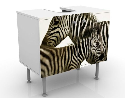 Waschbeckenunterschrank - Zebrapaar - Badschrank Schwarz