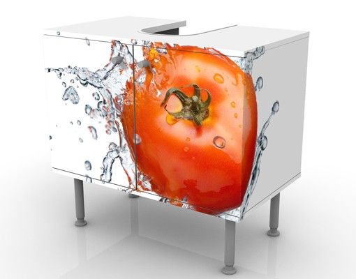 Waschbeckenunterschrank - Frische Tomate - Badschrank Weiß Rot