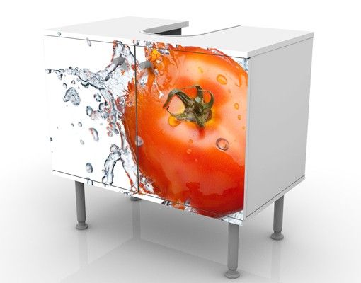 Waschbeckenunterschrank - Frische Tomate - Badschrank Weiß Rot