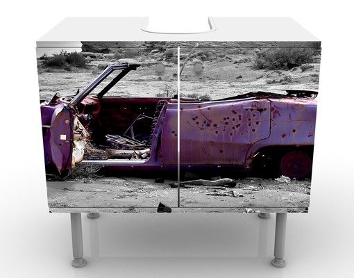 Waschbeckenunterschrank - Pink Cadillac - Vintage Badschrank Grau