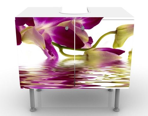 Waschbeckenunterschrank mit Motiv Pink Orchid Waters