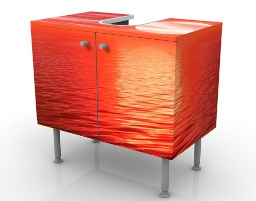 Waschbeckenunterschrank mit Motiv Red Sunset