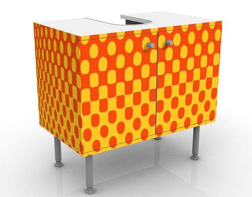 Waschbeckenunterschrank - Retro Disco Kugel - Badschrank Orange Gelb