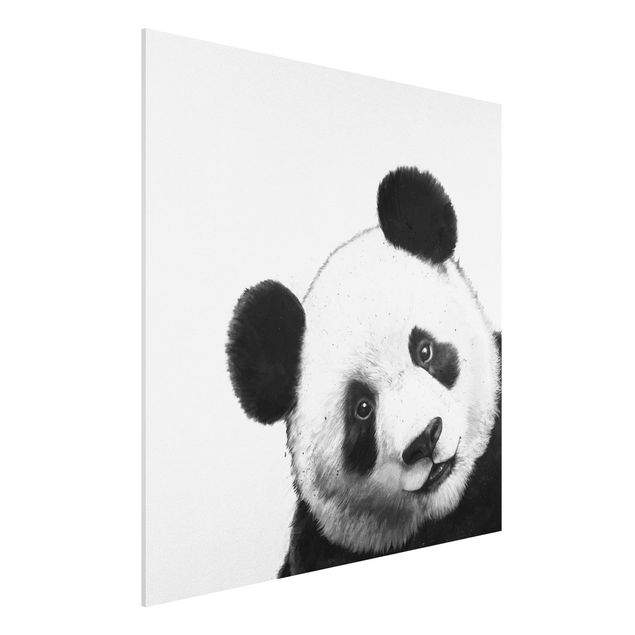 Wanddeko Schlafzimmer Illustration Panda Schwarz Weiß Malerei
