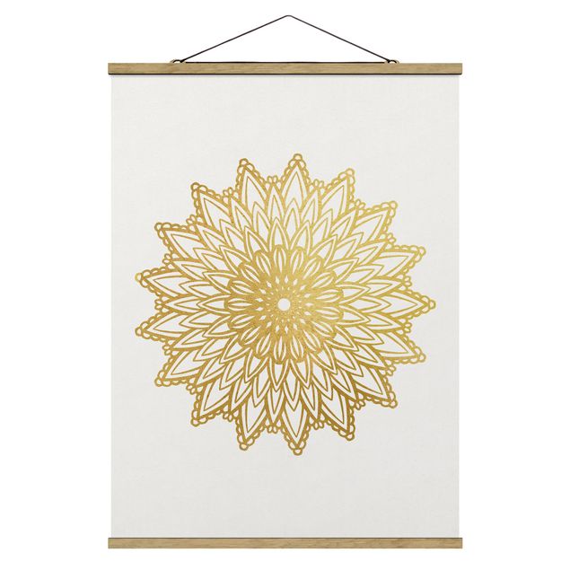 Wanddeko Flur Mandala Sonne Illustration weiß gold