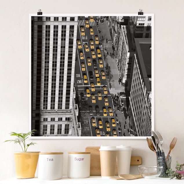 Wanddeko Wohnzimmer Taxiverkehr in Manhattan