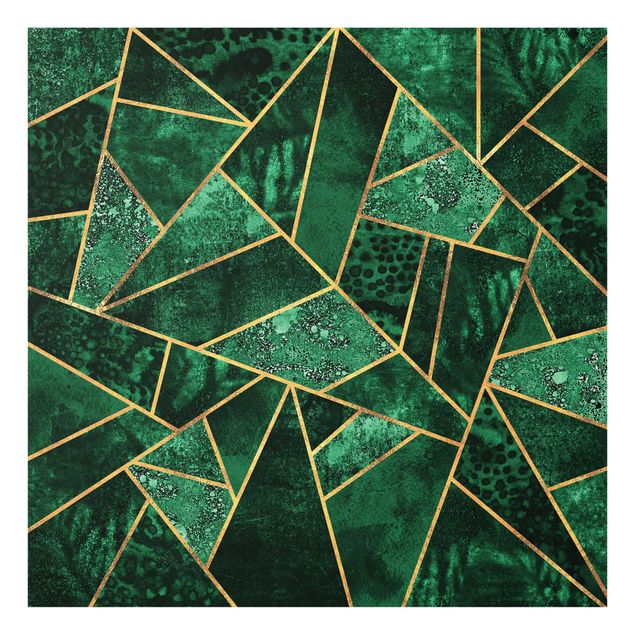 Deko Abstrakt Dunkler Smaragd mit Gold