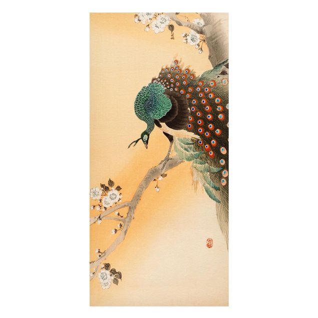 Wanddeko Flur Vintage Illustration Asiatischer Pfau II