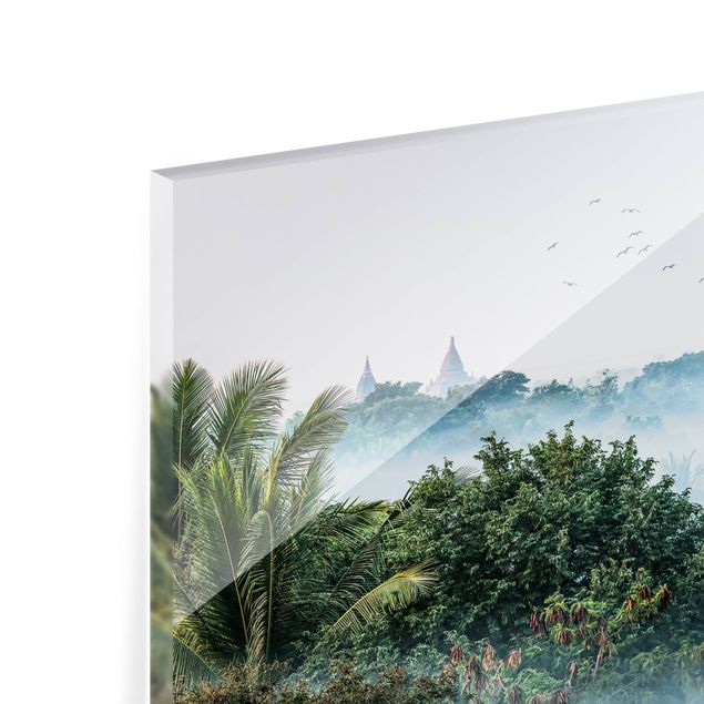 Wanddeko Fotografie Morgennebel über dem Dschungel von Bagan