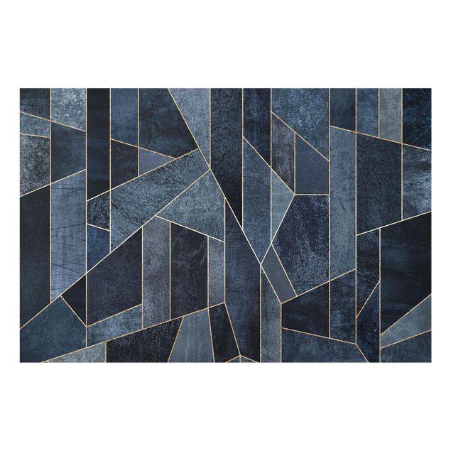 Wohndeko Abstrakt Blaue Geometrie Aquarell