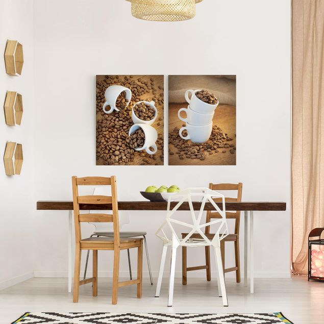 Wanddeko Büro 3 Espressotassen mit Kaffeebohnen