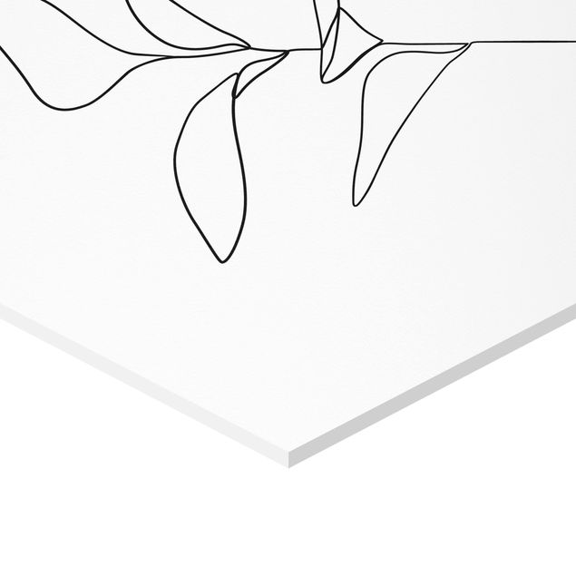 Wanddeko Treppenhaus Line Art Pflanze Blätter Schwarz Weiß