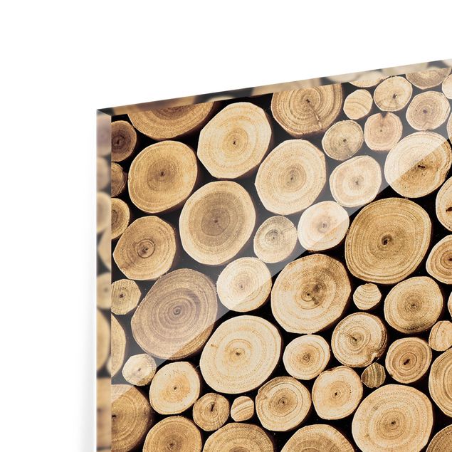 Glasrückwand Küche Holzoptik Homey Firewood
