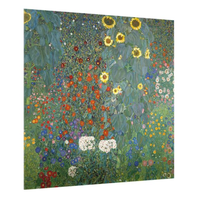 Wanddeko grün Gustav Klimt - Garten Sonnenblumen
