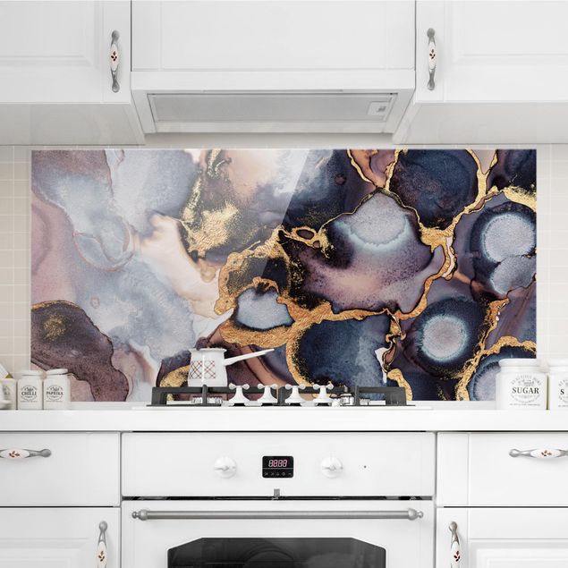 Küche Dekoration Marmor Aquarell mit Gold