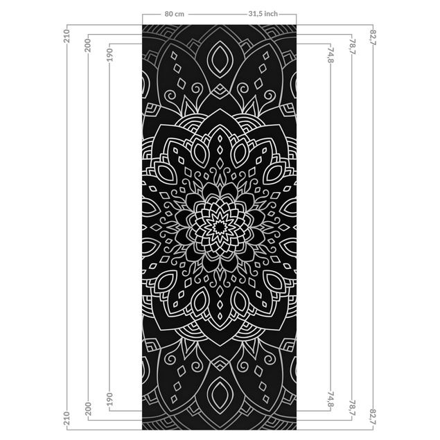 Deko Illustration Mandala Blüte Muster silber schwarz