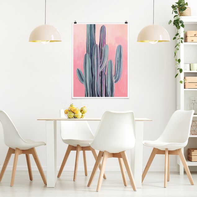 Wanddeko Esszimmer Kaktus auf Rosa II