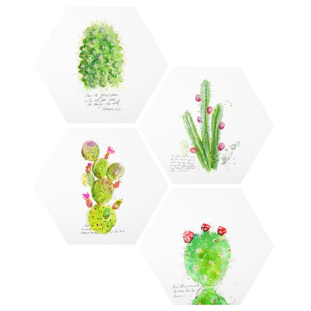 Wanddeko grün Kaktus mit Bibelvers Set I