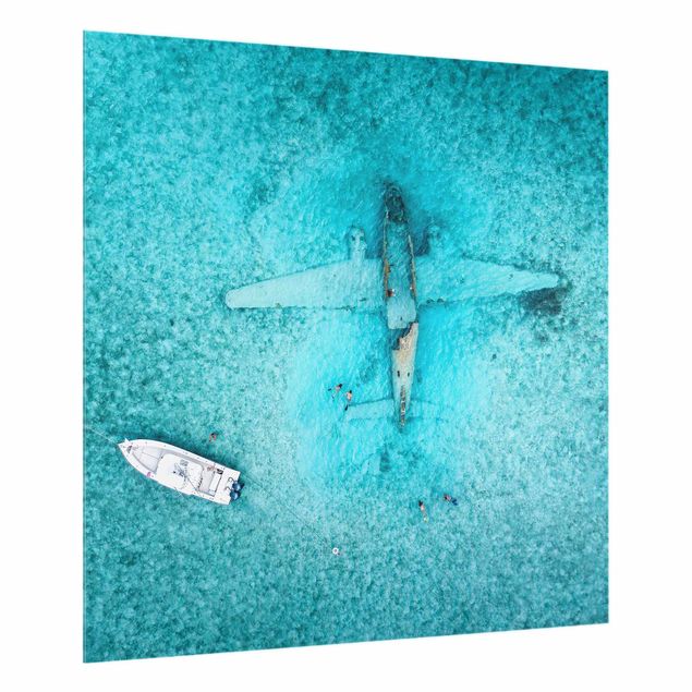 Deko Unterwasser Top View Flugzeugwrack im Meer
