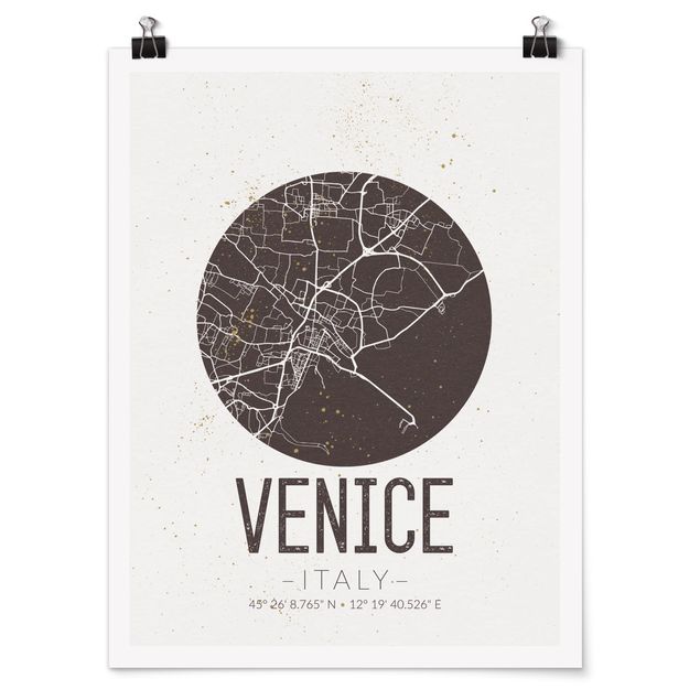 Wanddeko Esszimmer Stadtplan Venice - Retro