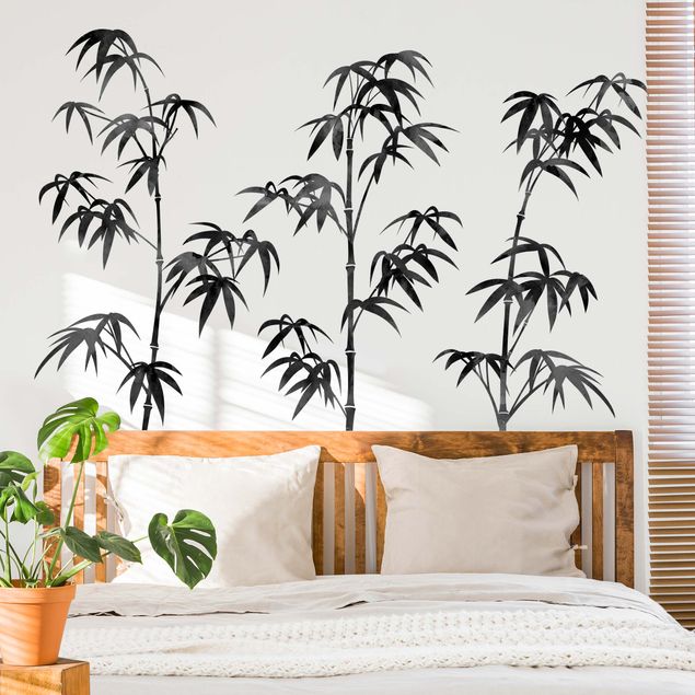 Wanddeko Schlafzimmer Aquarell Bambus Baum Schwarz