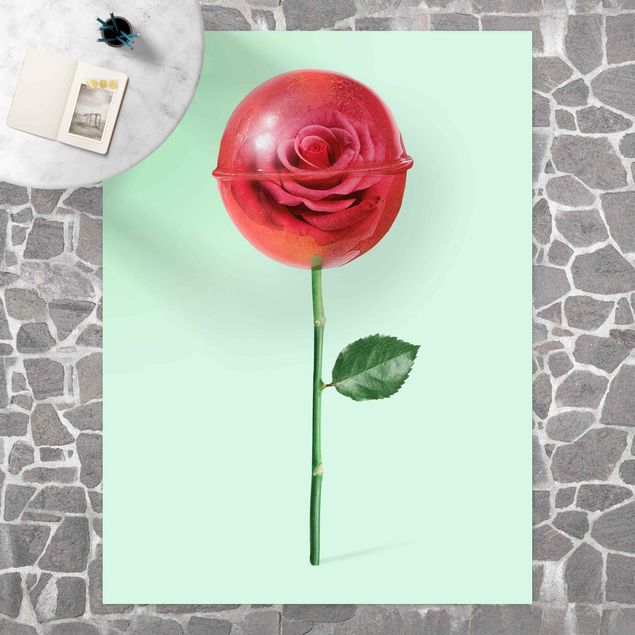 Wanddeko Blume Rose mit Lollipop