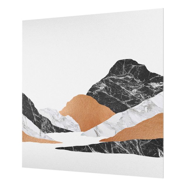 Deko Abstrakt Landschaft in Marmor und Kupfer II