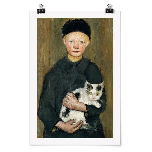 Wanddeko grau Paula Modersohn-Becker - Knabe mit Katze