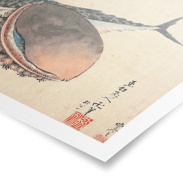 Wanddeko Büro Katsushika Hokusai - Makrele und Seemuscheln