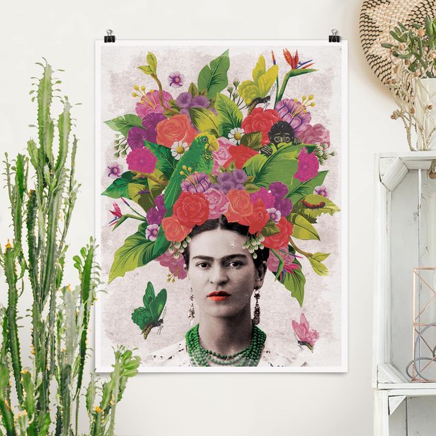 Wanddeko Schlafzimmer Frida Kahlo - Blumenportrait