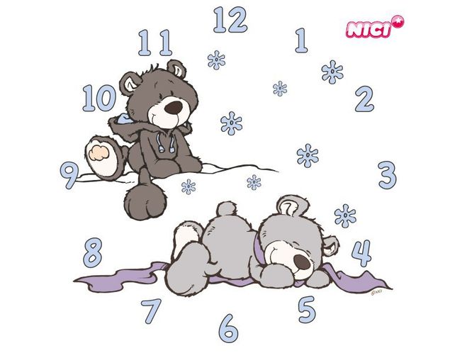 Wanddeko Büro NICI - Winter Bears Uhr